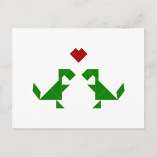 T-Rex in Love (Tangramosaurus Rex) Briefkaart