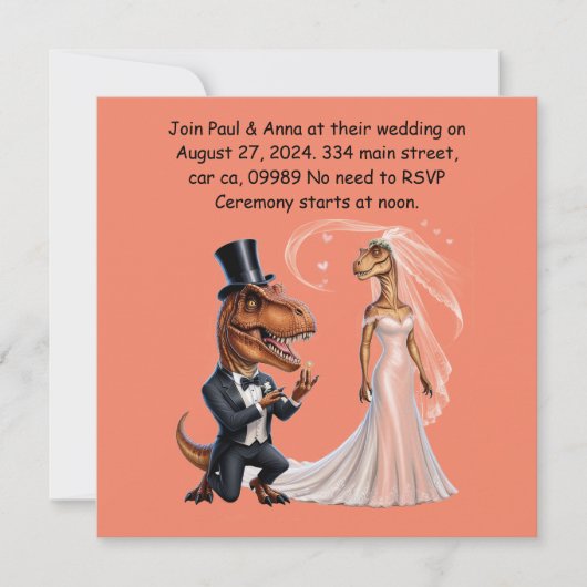 T-rex in tux holding ring voorstellen trex kaart (Voorkant)