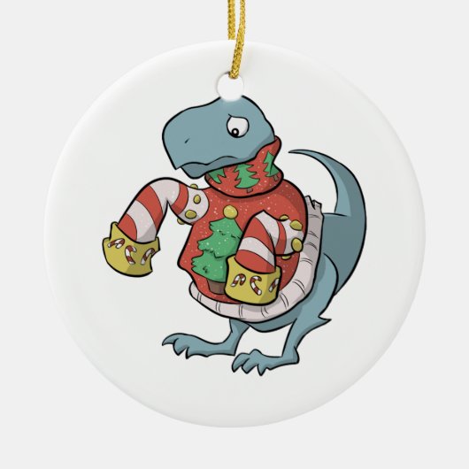 T. Rex-kerstfeestversier Keramisch Ornament (Voorkant)