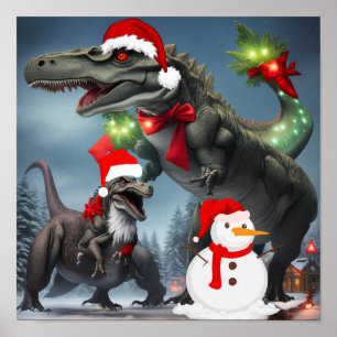 T-Rex Kerstmis Poster