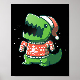 T-rex Kerstpret Fun Dinosaurus Ugly Saurus Poster