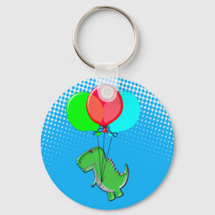 T-rex-kogels met luchtballonnen in de blauwe lucht sleutelhanger