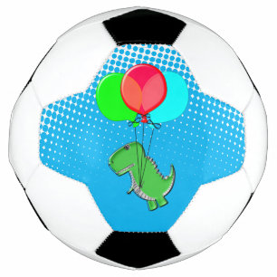 T-rex-kogels met luchtballonnen in de blauwe lucht voetbal