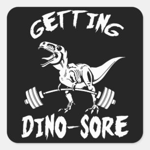 T-Rex, krijgen Dino pijn, grappig, Cartoon, traini Vierkante Sticker