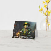 T-Rex Leprechaun met gouden ketel  Kaart (Gele Bloem)