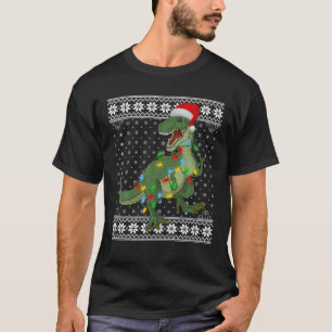 T Rex Lights Kerstmis Lelijke trui Santa T Rex Ker T-shirt