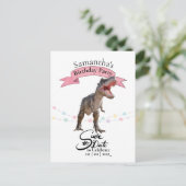 T Rex, meisje Bewaar de datum Briefkaart (Staand voorkant)