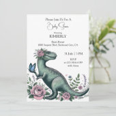 T-Rex met bloemen Kaart (Staand voorkant)