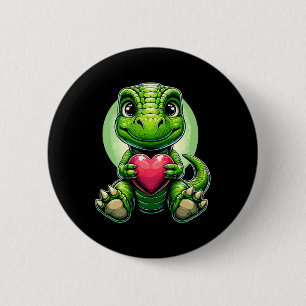 T-rex met hart Valentijnsdag Schattige Dinosaurus Ronde Button 5,7 Cm