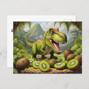 T-Rex met kiwi's Briefkaart
