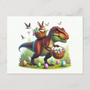 T-Rex met paashaas Feestdagenkaart