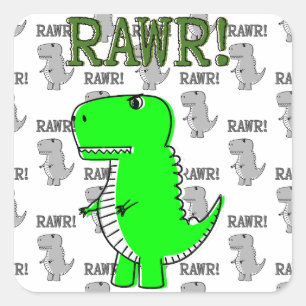 T-Rex met zwart en wit Vierkante Sticker