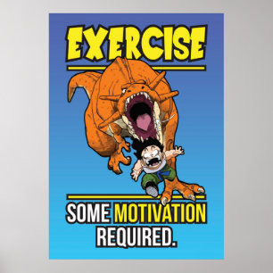 T-Rex oefening Motivation - Funny Anime Gym Poster