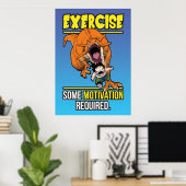 T-Rex oefening Motivation - Funny Anime Gym Poster (Thuiskantoor)