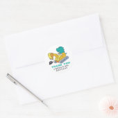 T-Rex-opgravatorconstructielui, Birthday Party Ronde Sticker (Envelop)