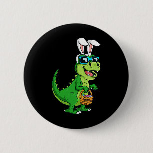 T Rex paashaas met eieren mand plezier dinosaurus Ronde Button 5,7 Cm