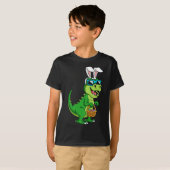 T Rex paashaas met eieren mand plezier dinosaurus  T-shirt (Voorkant volledig)