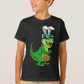 T Rex paashaas met eieren mand plezier dinosaurus  T-shirt (Voorkant)