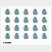 T-rex plassen op een aap ronde sticker (Vel)