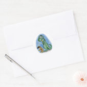 T-rex plassen op een aap ronde sticker (Envelop)