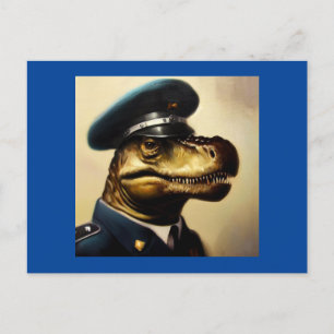 T Rex Politieman Briefkaart