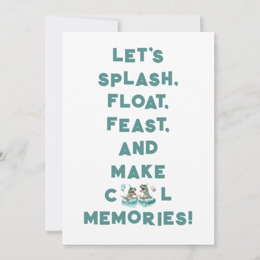 T-Rex Pool Party Anniversaire Invitation (Dos)