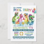 T-Rex Pool Party Uitnodiging Verjaardag (Voorkant)