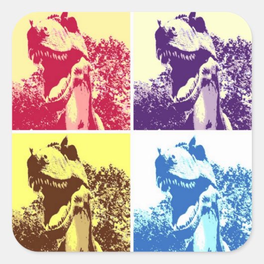 T-Rex Pop Art Vierkante Sticker (Voorkant)