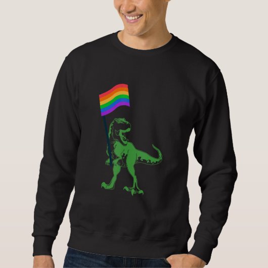 T Rex Rainbow Flag Lgbtq Pride Lgbt Gay Transgende Trui (Voorkant)