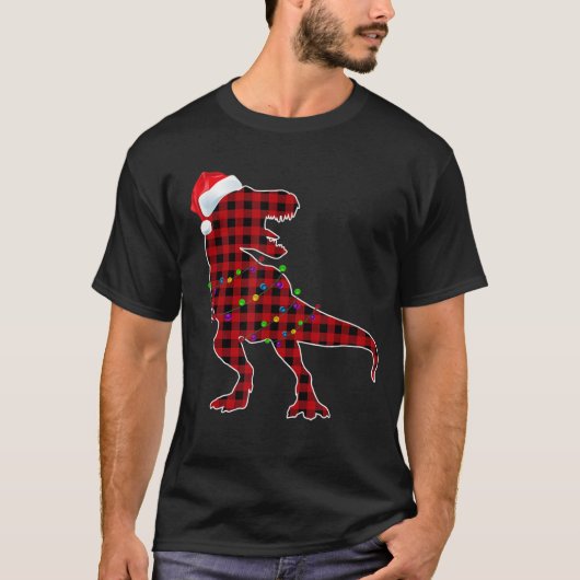 T Rex Red Pset Buffalo Dinosaur kerstpyjama T-shirt (Voorkant)