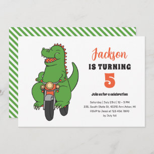 T-Rex Riding Bike Cute Kinder Dinosaur Birthday Kaart