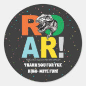 T-Rex Roar Dinosaur Birthday Party Dank u Ronde Sticker (Voorkant)