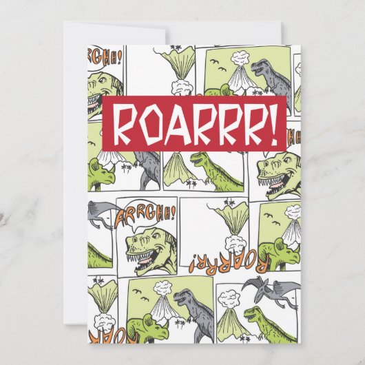 T-Rex-roar | Uitnodiging Dinosaur Birthday (Achterkant)