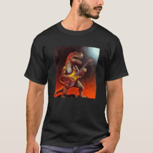 T Rex Rocker Dinosaur Speelt Gitaar Rockstar Gita T-shirt