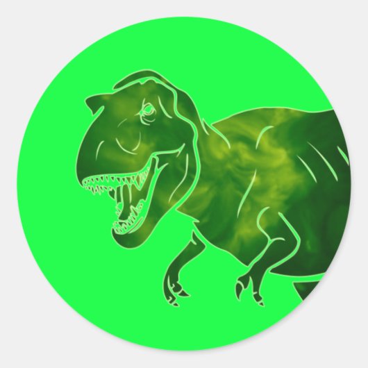 T-Rex Ronde Sticker (Voorkant)
