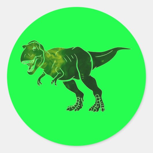 T-Rex Ronde Sticker (Voorkant)