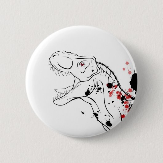 T-Rex (Rood en Zwart) Ronde Button 5,7 Cm (Voorkant)