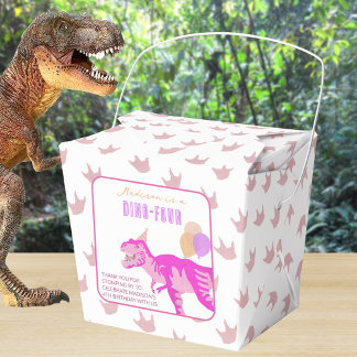 T-Rex Roze Bedankt Verjaardag Dino Party Bedankdoosjes
