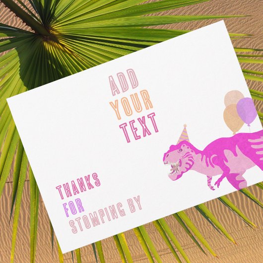 T-Rex Roze Dino 5x7 Landschap Bewerkbare Teken Kaa Kaart