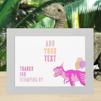 T-Rex Roze Dino 5x7 Landschap Bewerkbare Teken Kaa Kaart