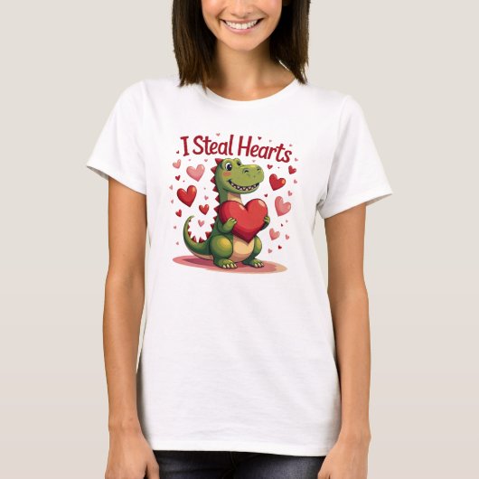 T-Rex Saint Valentin T-Shirt I Steal Hearts (Devant)