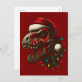 T-Rex Santa Dinosaur Kerstmis Feestdagenkaart (Voorkant / Achterkant)