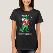 T-Rex Santa Funny Christmas [aangepaste tekst] T-shirt (Voorkant)