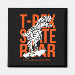 T-rex Skate Brul Grappige Schets Tekening Dinosaur Magneet
