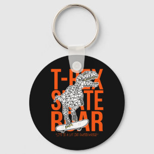 T-rex Skate Brul Grappige Schets Tekening Dinosaur Sleutelhanger