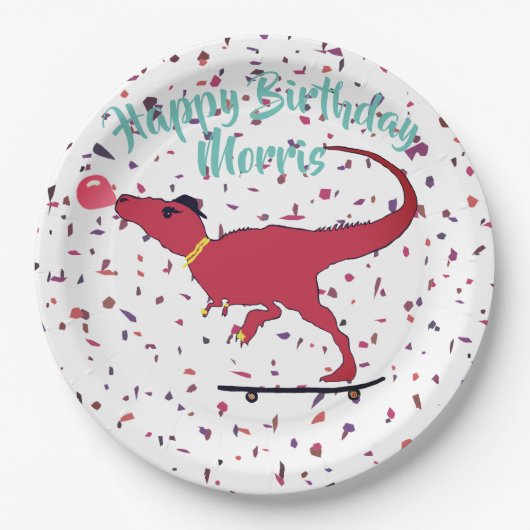 T-rex-skater Papieren Bordje (Voorkant)