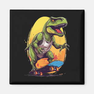 T-rex Skater - Skateboard Skateboarder Skateboarde Magneet