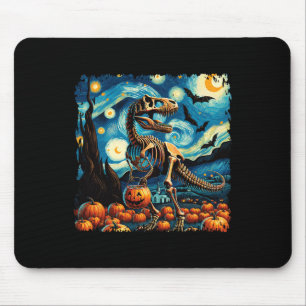 T-rex Skelet Halloween Van Gogh Starry Night Herfs Muismat