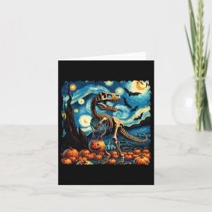 T-rex skelet Halloween Van Gogh Sterrennacht Fal Kaart