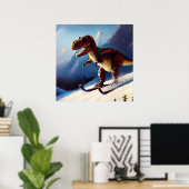 T Rex Skiën Poster (Thuiskantoor)